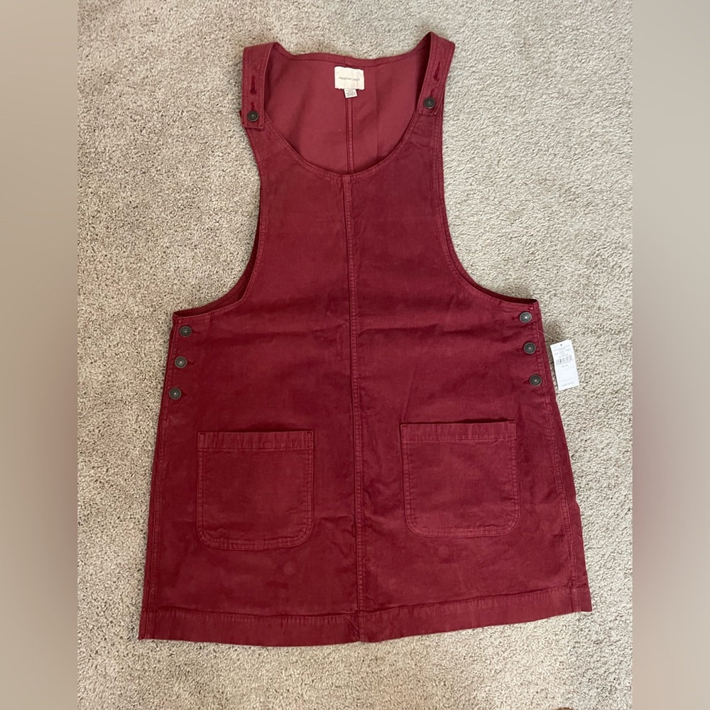 Burgundy Corduroy Pinafore Dress American Eagle XL NWT